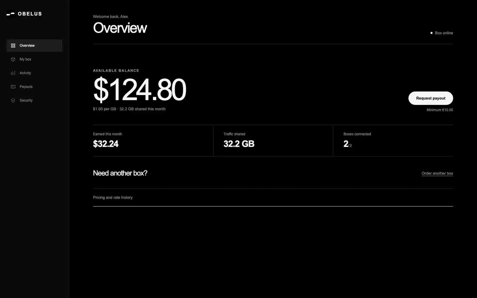 OBELUS dashboard preview
